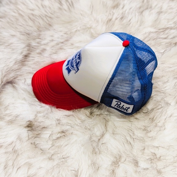 Pabst Blue Ribbon (PBR) Trucker Hat Mesh Adjustable Official Logo Red White Blue - Picture 3 of 7